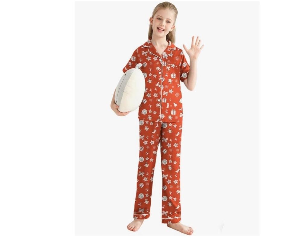 NWT Veseacky Love Girls SILK Christmas Pajamas Sz 6 -7 yrs 130 Sealed